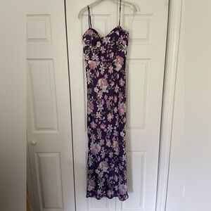 Lulu's Purple Floral Maxi Dress